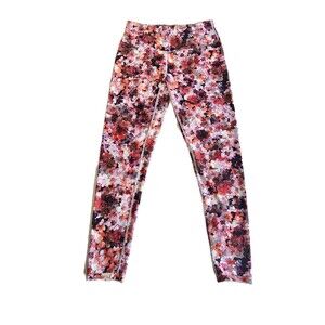 Soft Surroundings Red Pink Floral Print Leggings Women’s Sz S Stretch Comfort